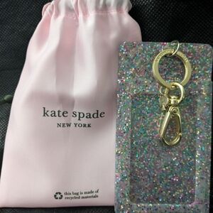 Kate Spade "Confetti Glitter" ID Holder w/Gold Hardware - Pink Case Included